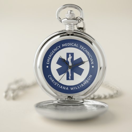 Custom EMT Symbol Emergency Medical Technician Pocket Watch