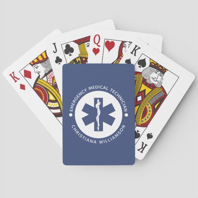 Custom EMT Symbol Emergency Medical Technician Poker Cards (Back)