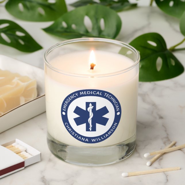 Custom EMT Symbol Emergency Medical Technician Scented Candle (Lit)