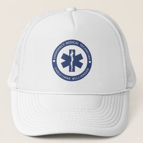 Custom EMT Symbol Emergency Medical Technician Trucker Hat