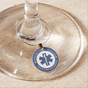 Custom EMT Symbol Emergency Medical Technician Wine Charm