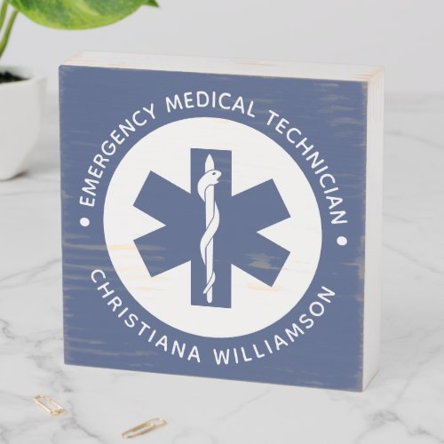 Custom EMT Symbol Emergency Medical Technician Wooden Box Sign