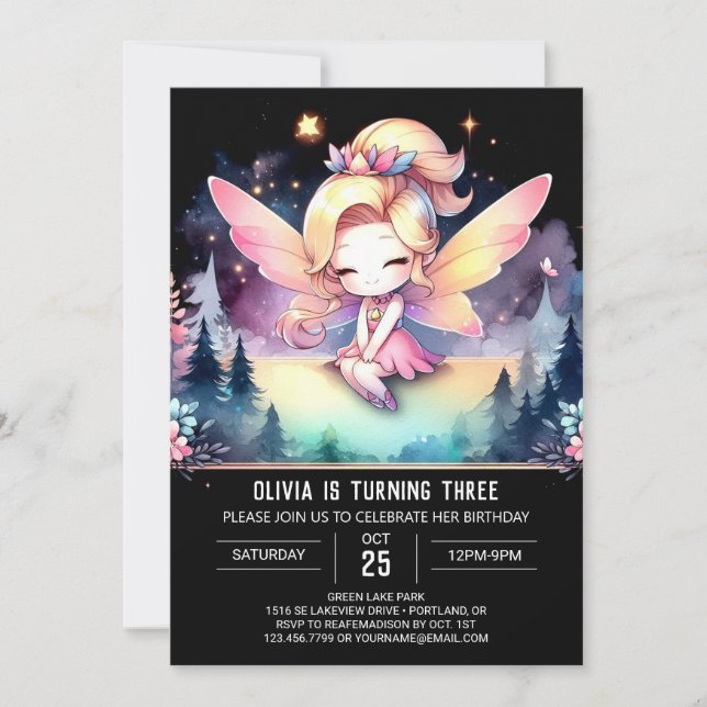 Custom Enchanted Fairy Birthday Invitation (Front)