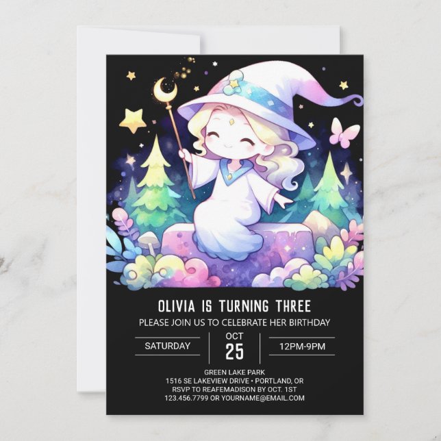 Custom Enchanted Wizard Birthday Invitation (Front)
