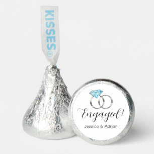Custom Engaged Blue Diamond Silver Wedding Rings Hershey®'s Kisses®