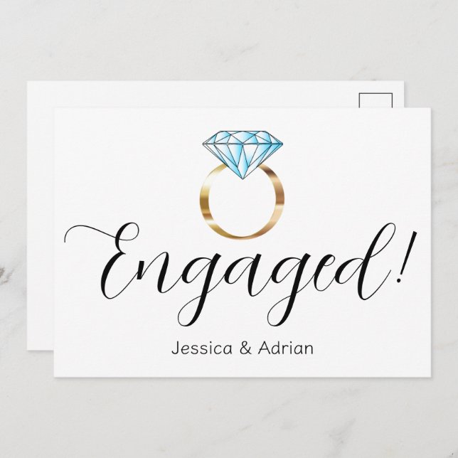 Custom Engaged Diamond Ring Engagement Announcement (Front/Back)