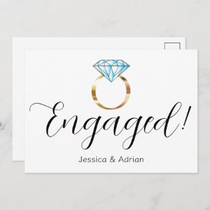 Custom Engaged Diamond Ring Engagement Announcement