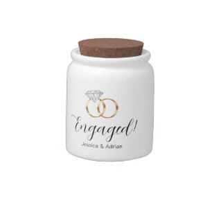 Custom Engaged Diamond Wedding Rings Engagement Candy Jar