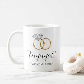 Custom Engaged Diamond Wedding Rings Engagement Coffee Mug