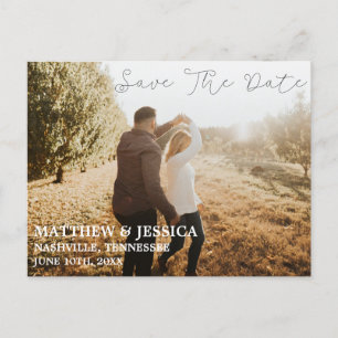 Custom Engaged Sunset Field Rustic Announcement Postcard