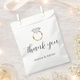 Custom Engaged Thank You White Diamond Ring Favor Bag