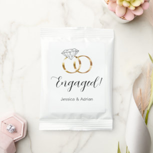 Custom Engaged White Diamond Wedding Rings Hot Chocolate Drink Mix