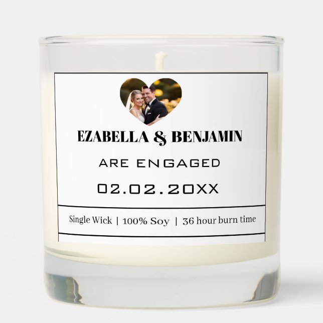 Custom Engagement Candle Gift for Bride & Groom (Front)