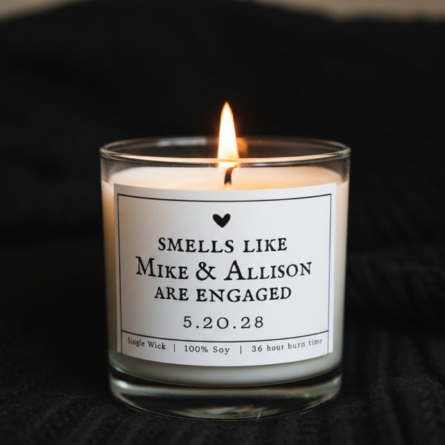 Custom Engagement Candle Gift for Bride & Groom (Minimalist Custom Name Candle Gift for Engagement Party or Bachelorette Party Keepsake )
