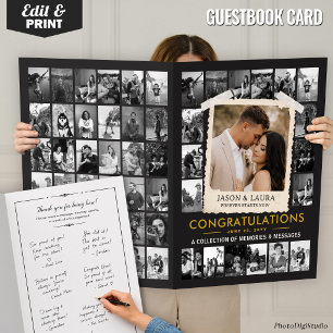 Custom Engagement Guest Book, Retro Photo Collage Card