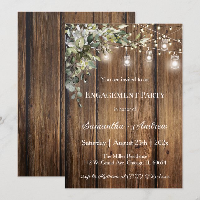 Custom Engagement Invitation with Rustic Theme (Front/Back)