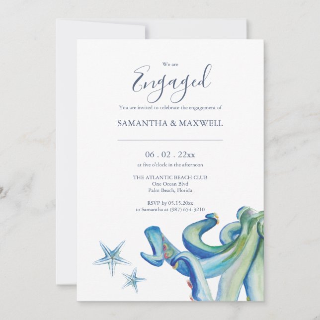 Custom Engagement Invitations Seaside Theme (Front)