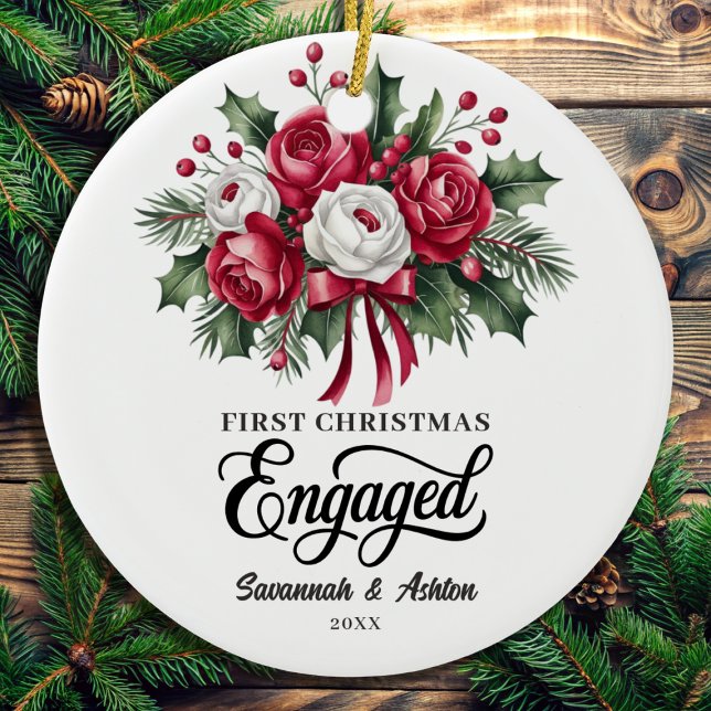 Custom Engagement Keepsake, Engagement Gift Ceramic Ornament (Creator Uploaded)