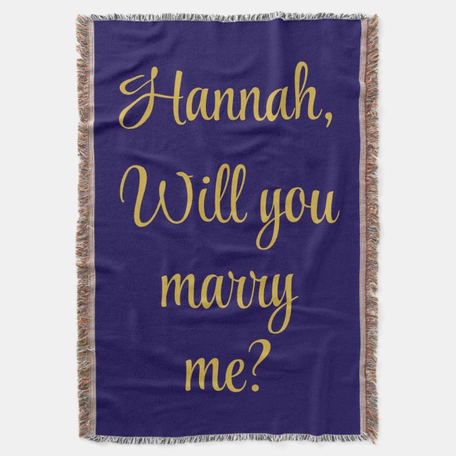 Custom Engagement Personalized Will you marry me Throw Blanket (Front Vertical)