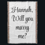 Custom Engagement Personalized Will you marry me Throw Blanket<br><div class="desc">custom engaged woven throw blanket,  personalized will you marry me,  boyfriend proposal photo prop sign,  unique wedding engagement backdrop idea,  marriage keepsake decor banner present,  customized he asked tapestry decoration,  girlfriend Christmas gift for her,  from him name Valentine's Day,  personalised pop the question party,  New Year's Eve birthday anniversary</div>