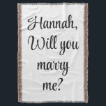 Custom Engagement Personalized Will you marry me Throw Blanket<br><div class="desc">custom engaged woven throw blanket,  personalized will you marry me,  boyfriend proposal photo prop sign,  unique wedding engagement backdrop idea,  marriage keepsake decor banner present,  customized he asked tapestry decoration,  girlfriend Christmas gift for her,  from him name Valentine's Day,  personalised pop the question party,  New Year's Eve birthday anniversary</div>