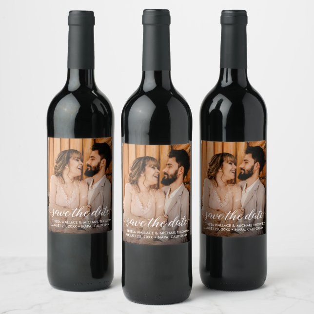 Custom Engagement Photo Save the date Wine Label (Bottles)