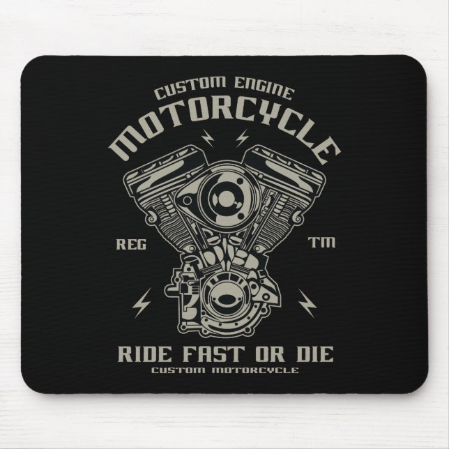 Custom Engine Motorcycle Ride Fast Or Die Mouse Pad (Front)