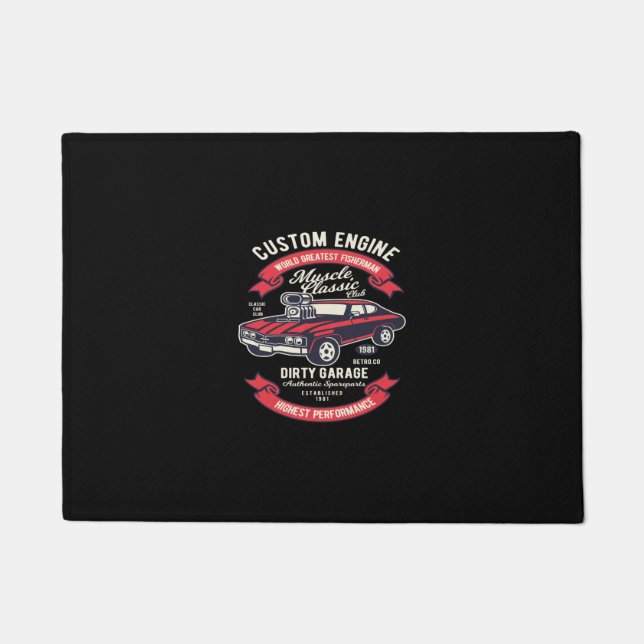 custom engine muscle classic dirty garage doormat (Front)