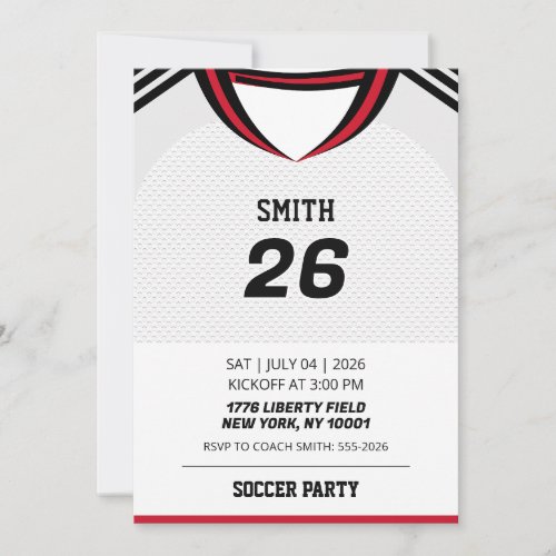Custom England Soccer Jersey Birthday Invit Invitation