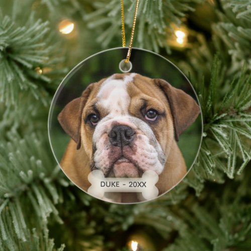 Custom English Bulldog Dog Photo Ceramic Ornament