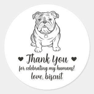 Custom English Bulldog Dog Wedding Favor Stickers