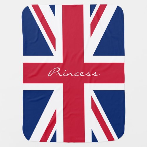 Custom English Princess Red White Blue Flag Baby Blanket