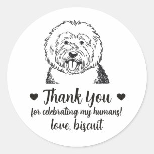Custom English Sheepdog Dog Wedding Favor Stickers