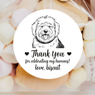 Custom English Sheepdog Dog Wedding Favor Stickers