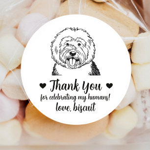 Custom English Sheepdog Dog Wedding Favor Stickers