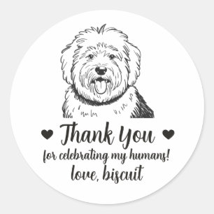 Custom English Sheepdog Dog Wedding Favor Stickers