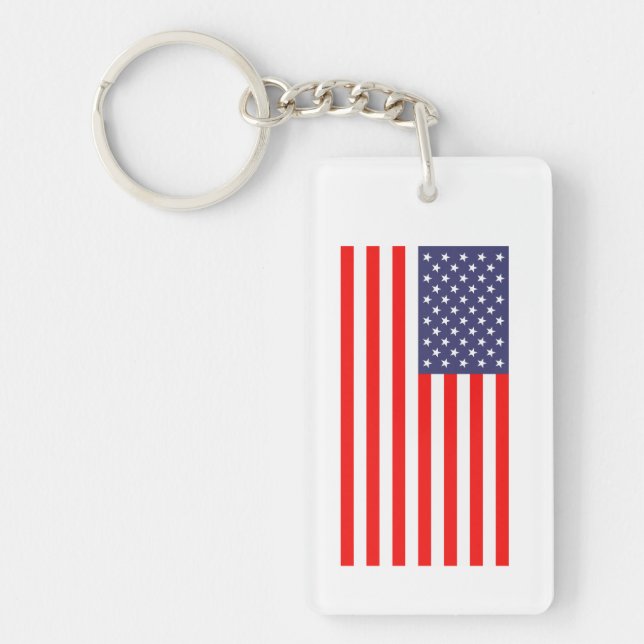 Custom English Union Jack American flag reversible Keychain (Front)