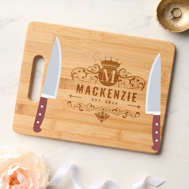 Custom Engrave Monogram Family Royal Crest Sign Engraved Cutting Board (Creator Uploaded)
