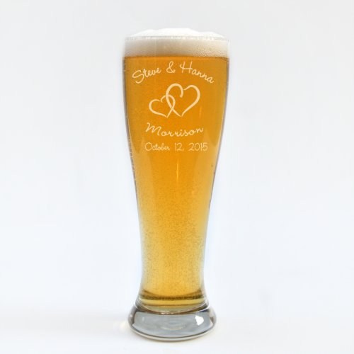 Custom Engraved Arced Text Pilsner Glass