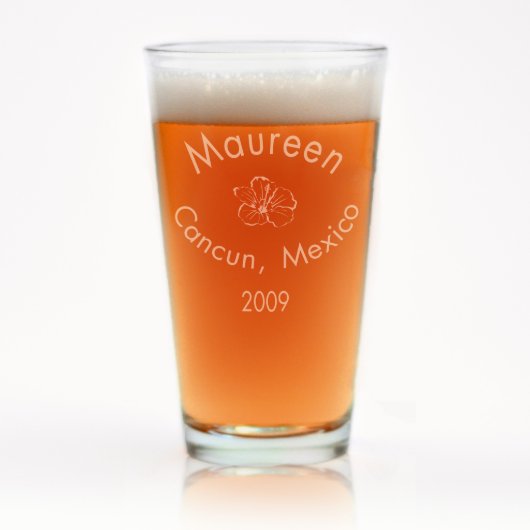 Custom Engraved Arced Text Pint Glass (Front)