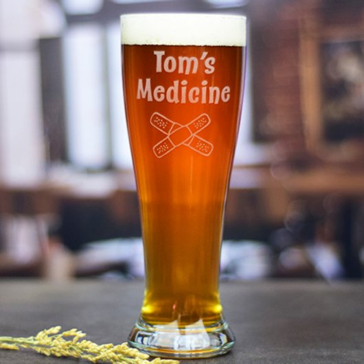 Custom Engraved Beer Pilsner Glass (Front)