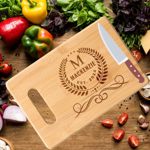 Custom Engraved Family Monogram Cutting Board