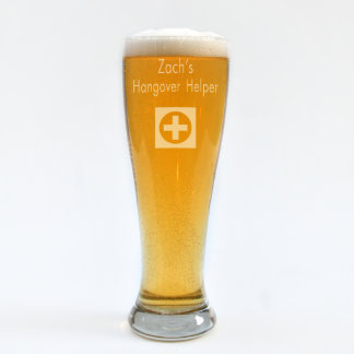 Custom Engraved Hangover Helper Pilsner Glass
