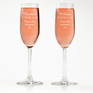 Custom Engraved His & Hers Champagne Flutes