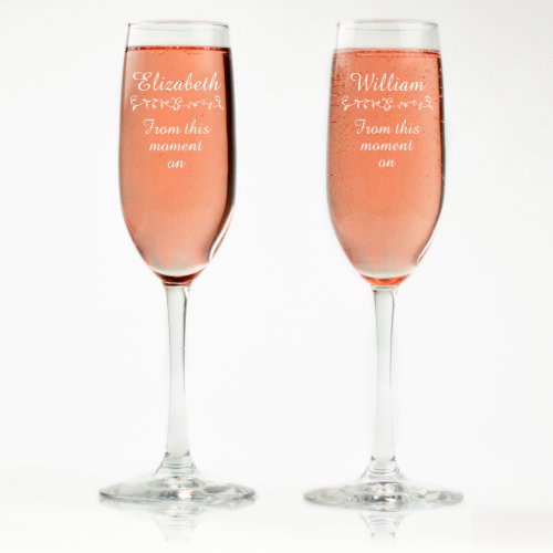 Custom Engraved His  Hers Champagne Flutes