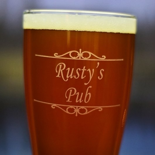 Custom Engraved Home Brew Pilsner Glass (Detail)