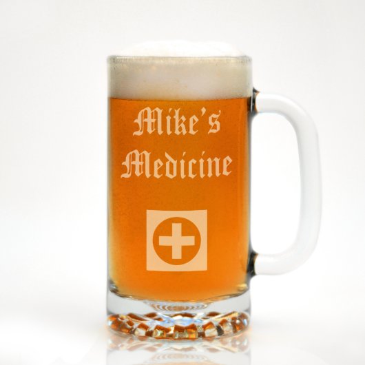 Custom Engraved Medicinal Beer Mug (Front)