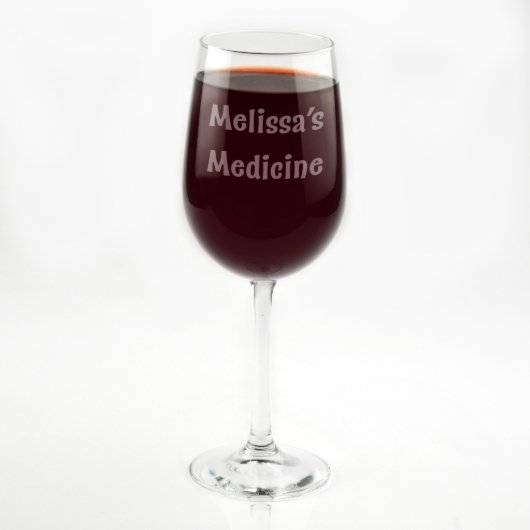 Custom Engraved Melissa's Medicine Tall Wine Glass (Front)