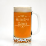 Custom Engraved Personal Bar Beer Mug<br><div class="desc">Personalize your home bar with some of our custom engraved beer mugs! Great gifts for friends or family. You will be able to choose the font, specify the name to use, and also select from Bar, Pub, or Tavern (or any other text that you desire). All of our mug designs...</div>