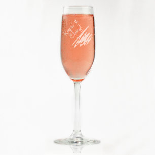 Custom Engraved Squiggly Design Champagne Flute